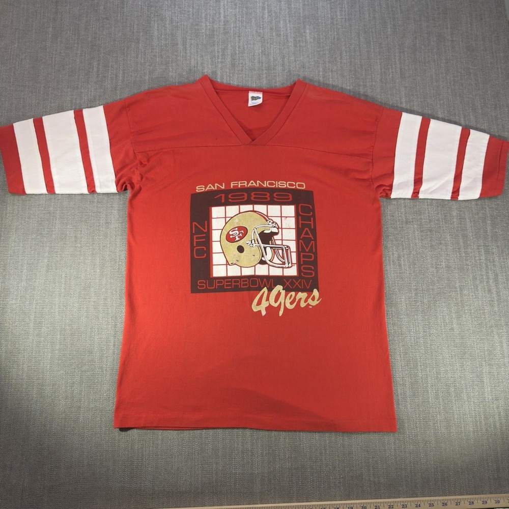 Vintage San Francisco 49ers Shirt Mens XL Red NFL Football Trench 1989 Champs
